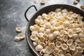 Rustic dried italian orecchiette pasta Royalty Free Stock Photo