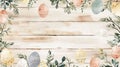 Rustic Easter Charm with Hand-Painted Eggs on Wooden Texture