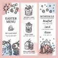 Rustic Easter Template Banner Set as vector image. Finished Label Cover with Web Design Element. Kulich with Lemon