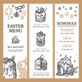 Rustic Easter Template Set as vector image. Finished Label with Web Banner Design Element. Kulich with Orange or Lemon