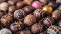 Rustic Elegance: Assorted Chocolates and Belgian Truffles Background. Royalty Free Stock Photo