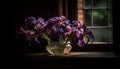 Rustic elegance: a bouquet of lilac tulips generated by AI