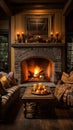 Rustic Elegance: Cozy Room with a Fireplace