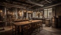 Rustic elegance in a modern winery steel, wood, and wine generated by AI