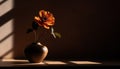 Rustic elegance single flower in old vase generated by AI