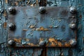 Rustic Elegance: Weathered Metal on Textured Wood. Concept Rustic Elegance, Weathered Metal, Royalty Free Stock Photo