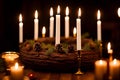 Rustic and Elegant Yule Log Candle Holders for Cozy Winter Nights.AI Generated