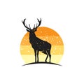 Rustic Elk silhouette Logo Inspiration Royalty Free Stock Photo