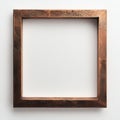 Rustic empty wooden frame with textured surface on white background