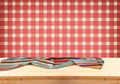 Rustic empty wooden table with tablecloth and retro background. Ready for product display montages Royalty Free Stock Photo