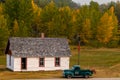 Rustic farm buildings. Bar U Ranch National Historic Site, Alberta, Canada