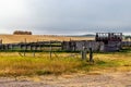 Rustic farm buildings in a field. Rockyview County, Alberta, Canada Royalty Free Stock Photo