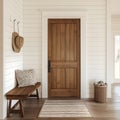 Rustic Farmhouse Entryway 3D Render Wood Door Bench Royalty Free Stock Photo