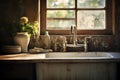 Rustic farmhouse sink Authentic Simple living Royalty Free Stock Photo