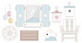 Rustic Farmhouse Spring Decor icons set