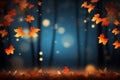 Rustic Festive autumn leaves banner. Generate Ai