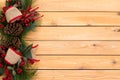 Rustic festive Christmas border with burlap bows Royalty Free Stock Photo