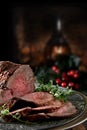 Rustic Festive Roast Beef Royalty Free Stock Photo