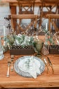 Rustic festive table setting with natural materials