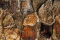 Rustic Fieldstone Wall with Mortar Joints Royalty Free Stock Photo