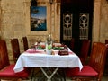 Rustic Fine Dining Table Setting in Dubrovnik, Croatia Royalty Free Stock Photo