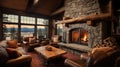 rustic fireplace interior design Royalty Free Stock Photo
