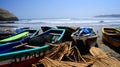 Rustic fishing boast in the coast of Lima Peru Royalty Free Stock Photo