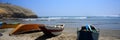 Rustic fishing boast in the coast of Lima Peru