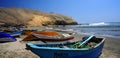 Rustic fishing boast in the coast of Lima Peru Royalty Free Stock Photo