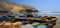 Rustic fishing boast in the coast of Lima Peru Royalty Free Stock Photo