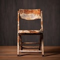 Rustic Fleece Folding Chair: Vintage Charm With Natural Grain And Distressed Edges