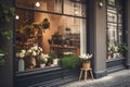 Rustic Flower Shop Windows Displaying Beautiful Blooms, Generative AI Royalty Free Stock Photo