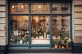 Rustic Flower Shop Windows Displaying Beautiful Blooms, Generative AI Royalty Free Stock Photo