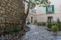 rustic, flowerpots street in the tourist island of Mallorca, Val Royalty Free Stock Photo