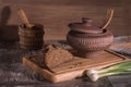 Rustic food on the table.