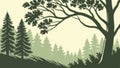 Rustic Forest Outline with Diverse Tree Silhouettes, vector design Generative AI Royalty Free Stock Photo