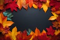 Rustic frame autumn leaves forest. Generate Ai