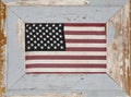 A Rustic Framed Vintage American Flag. Royalty Free Stock Photo