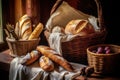 rustic french breads and baguettes in a basket