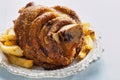 Rustic german golden baked pork knuckle Royalty Free Stock Photo