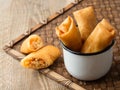 Rustic golden chinese spring rolls