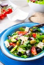 Rustic Greek salad with sheep`s cheese Royalty Free Stock Photo