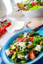 Rustic Greek salad with sheep`s cheese Royalty Free Stock Photo