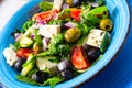 Rustic Greek salad with sheep`s cheese Royalty Free Stock Photo