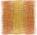 Rustic grunge striped woven rug, mat, carpet, plaid with fringe in brown, beige, orange colors isolated on white Royalty Free Stock Photo