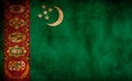 Rustic, Grunge Turkmenistan Flag Royalty Free Stock Photo