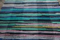 A rustic handmade rug made of recycled material. Ecology. Life without waste. Hobby. Royalty Free Stock Photo