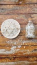 Marble dish with bath salts Royalty Free Stock Photo