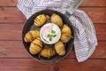 Rustic hasselback potatoes Royalty Free Stock Photo