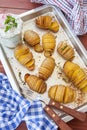 Rustic hasselback potatoes Royalty Free Stock Photo